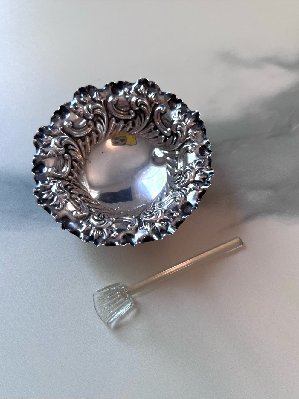 Antique .925 Sterling Silver Victorian Salt Cellar Pin Dish Trinket Dish